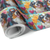 Berner Berg met hart Rozen Valentijnsdag Cadeaupapier (Rol Hoek)