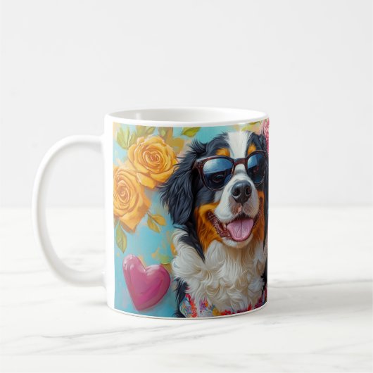 Berner Berg met hart Rozen Valentijnsdag Koffiemok (Links)