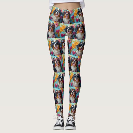 Berner Berg met hart Rozen Valentijnsdag Leggings (Voorkant)