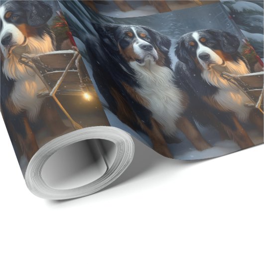 Berner Berg Sneeuwslee Kerstdecoratie Cadeaupapier (Rol Hoek)