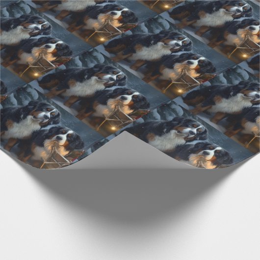 Berner Berg Sneeuwslee Kerstdecoratie Cadeaupapier (Hoek)