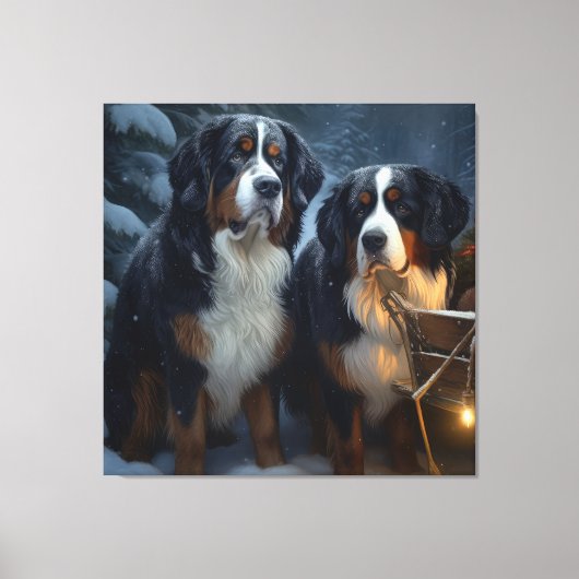 Berner Berg Sneeuwslee Kerstdecoratie Canvas Afdruk (Voorkant)