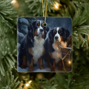 Berner Berg Sneeuwslee Kerstdecoratie Keramisch Ornament