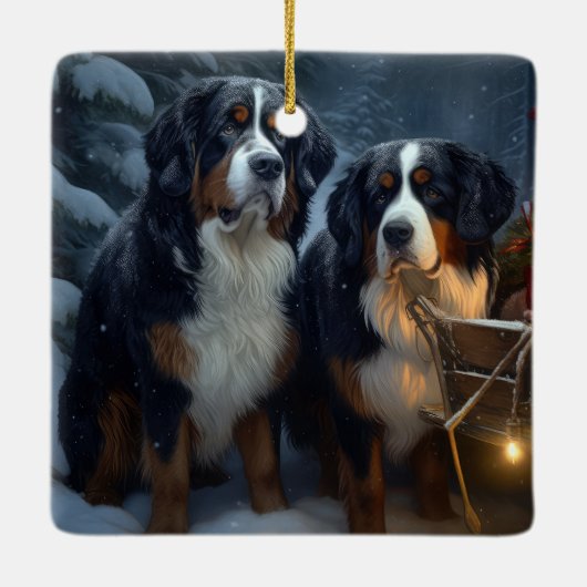 Berner Berg Sneeuwslee Kerstdecoratie Keramisch Ornament (Achterkant)