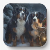 Berner Berg Sneeuwslee Kerstdecoratie Papieren Bordje (Voorkant)