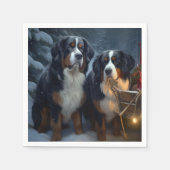 Berner Berg Sneeuwslee Kerstdecoratie Servet (Voorkant)