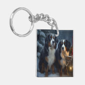 Berner Berg Sneeuwslee Kerstdecoratie Sleutelhanger (Voorkant Links)