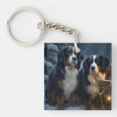 Berner Berg Sneeuwslee Kerstdecoratie Sleutelhanger (Voorkant)