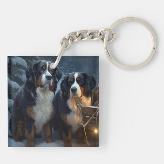 Berner Berg Sneeuwslee Kerstdecoratie Sleutelhanger (Achterkant)