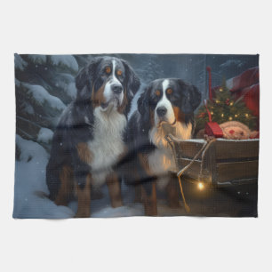 Berner Berg Sneeuwslee Kerstdecoratie Theedoek
