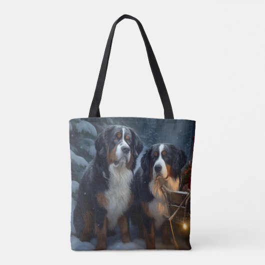 Berner Berg Sneeuwslee Kerstdecoratie Tote Bag (Achterkant)
