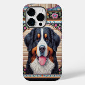 Berner Berghond Bloemen Kleurrijke Rand Case-Mate iPhone Case (Achterkant)