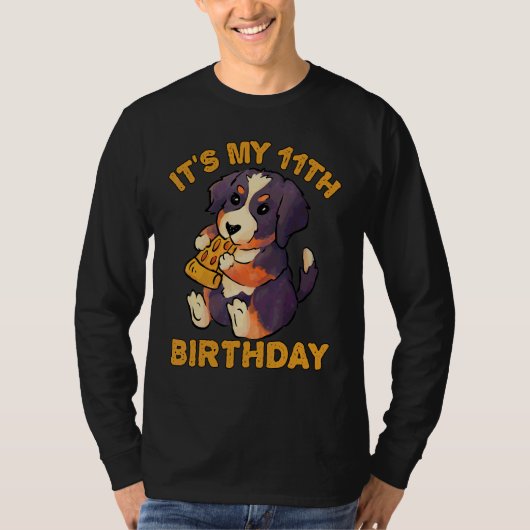 Berner Berghond die Pizza eet Het is mijn 11e Bir T-shirt (Voorkant)