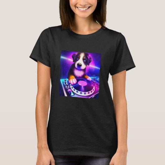 Berner Berghond DJ Vaporwave Esthetische Jongens T-shirt (Voorkant)