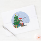 Berner Berghond en Kerstboom Ronde Sticker (Envelop)