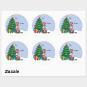 Berner Berghond en Kerstboom Ronde Sticker (Vel)