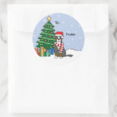 Berner Berghond en Kerstboom Ronde Sticker (Tas)