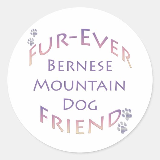 Berner Berghond Furever Ronde Sticker (Voorkant)