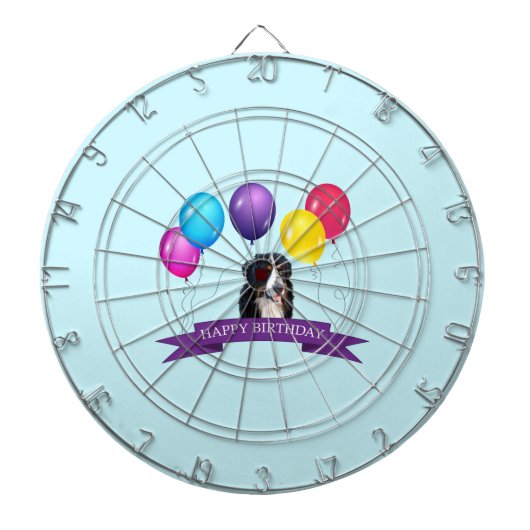 Berner Berghond Gelukkige Verjaardag Dartbord (Voorkant)