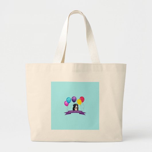 Berner Berghond Gelukkige Verjaardag Grote Tote Bag (Voorkant)