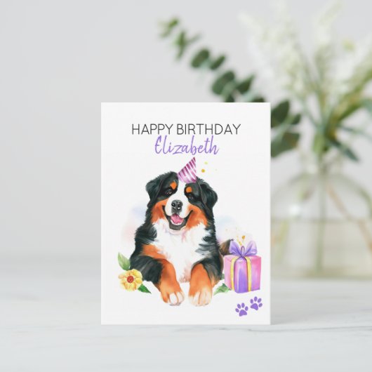 Berner Berghond Gepersonaliseerd Gelukkige Verjaar Briefkaart (Staand voorkant)