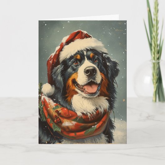 Berner berghond gepersonaliseerd Kerstmis Feestdagen Kaart (Voorkant)