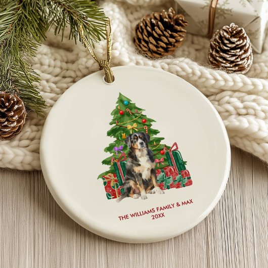 Berner Berghond Gepersonaliseerde Kerstmis Keramisch Ornament
