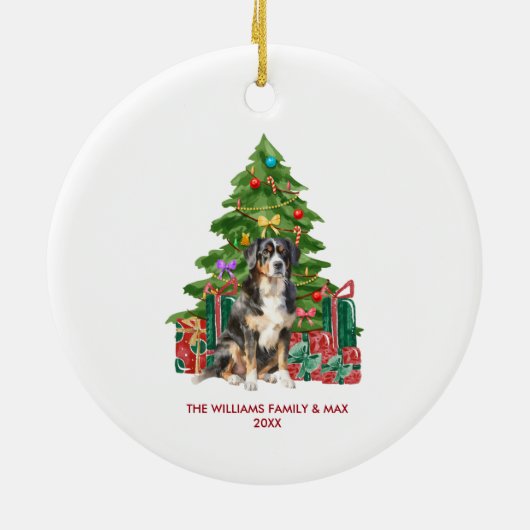 Berner Berghond Gepersonaliseerde Kerstmis Keramisch Ornament (Achterkant)