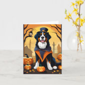 Berner Berghond Halloween Kaart (Gele Bloem)