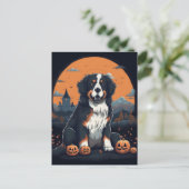 Berner Berghond Halloween Sinaasappel Zwart Briefkaart (Staand voorkant)