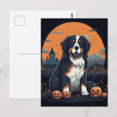 Berner Berghond Halloween Sinaasappel Zwart Briefkaart (Voorkant / Achterkant)
