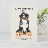 Berner Berghond Happy Halloween Feestdagenkaart (Staand voorkant)