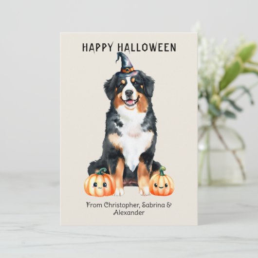 Berner Berghond Happy Halloween Feestdagenkaart (Staand voorkant)