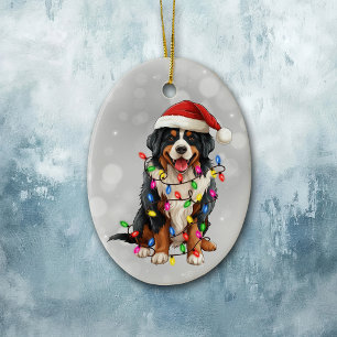 Berner Berghond in Kerstverlichting Keramisch Ornament