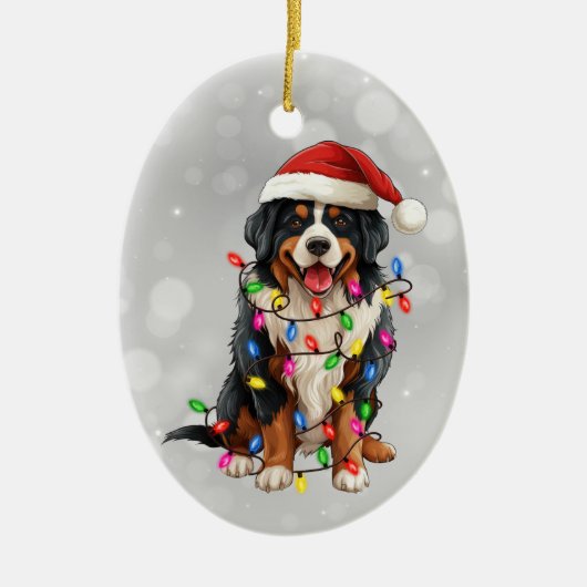 Berner Berghond in Kerstverlichting Keramisch Ornament (Voorkant)
