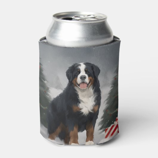 Berner Berghond in Sneeuw Kerstmis Blikjeskoeler (Blikje Voorkant)