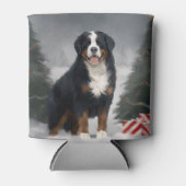 Berner Berghond in Sneeuw Kerstmis Blikjeskoeler (Voorkant)