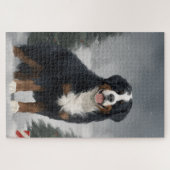 Berner Berghond in Sneeuw Kerstmis Legpuzzel (Horizontaal)