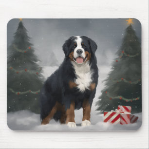 Berner Berghond in Sneeuw Kerstmis Muismat