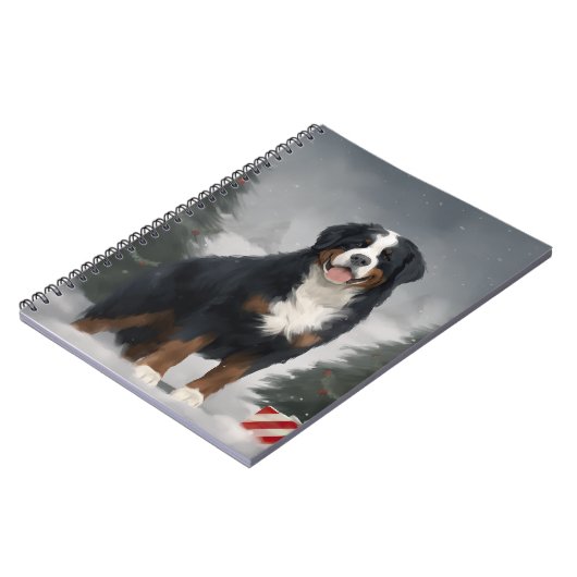 Berner Berghond in Sneeuw Kerstmis Notitieboek (Linkerzijde)