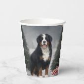 Berner Berghond in Sneeuw Kerstmis Papieren Bekers (Achterkant)