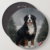 Berner Berghond in Sneeuw Kerstmis Ronde Button 6,0 Cm (Voorkant /achterkant)