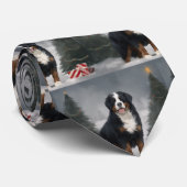 Berner Berghond in Sneeuw Kerstmis Stropdas (Opgerold)