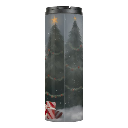 Berner Berghond in Sneeuw Kerstmis Thermosbeker (Achterkant)