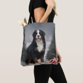 Berner Berghond in Sneeuw Kerstmis Tote Bag (Dichtbij)