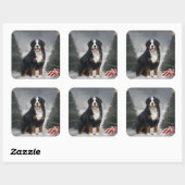 Berner Berghond in Sneeuw Kerstmis Vierkante Sticker (Vel)