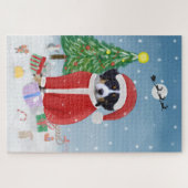 Berner Berghond in Sneeuw met Kerstboom Legpuzzel (Horizontaal)