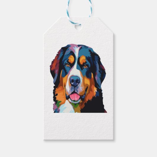 Berner Berghond Kleurrijk Cadeaulabel (Voorkant)