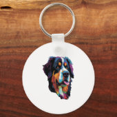 Berner Berghond Kleurrijk Sleutelhanger (Voorkant)