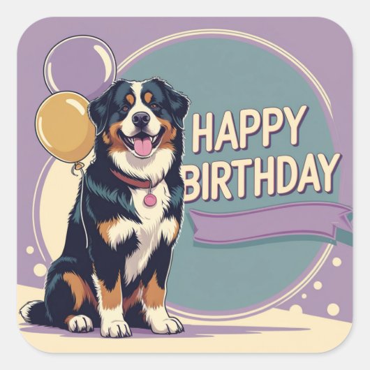 Berner Berghond Kleurrijk Vierkante Sticker (Voorkant)